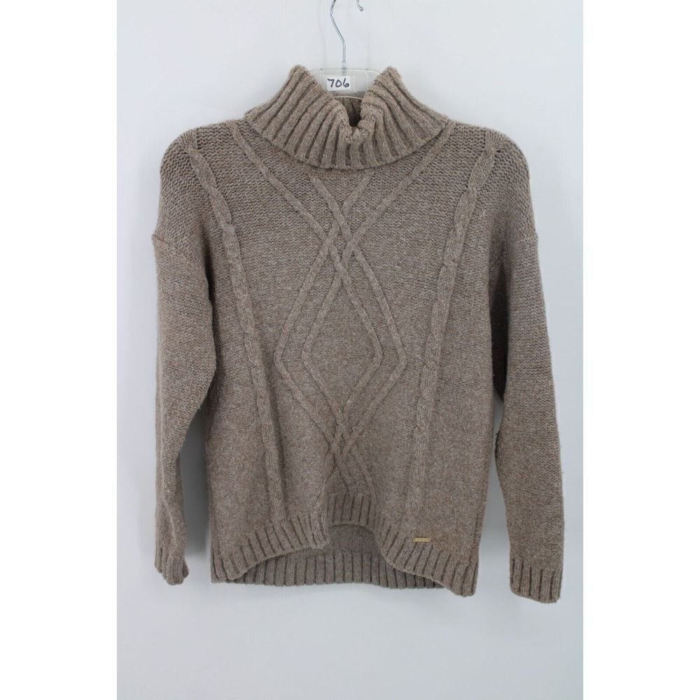 MICHAEL KORS TURTLE NECK ACRYLIC SWEATER SIZE M LIGHT BROWN